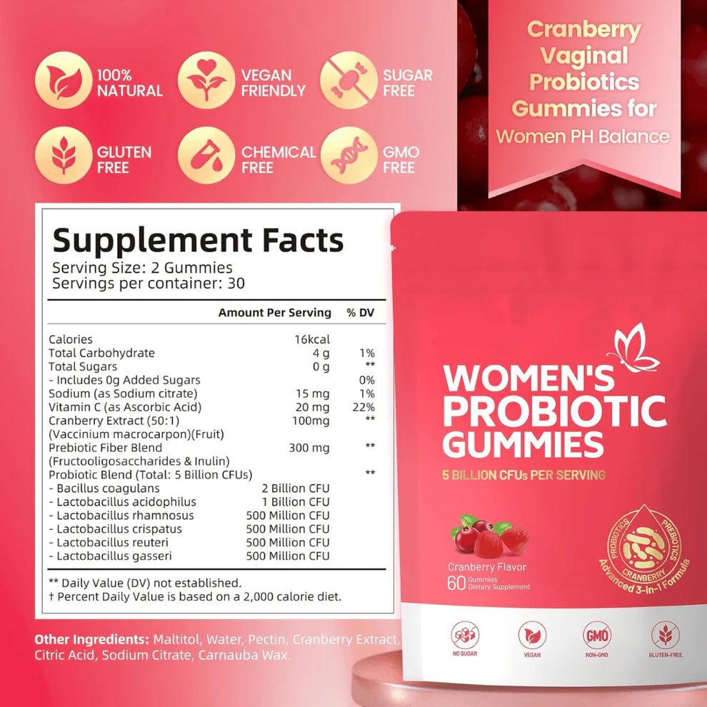 HeyGlows™ Daily Balance: Probiotic & Cranberry Gummies